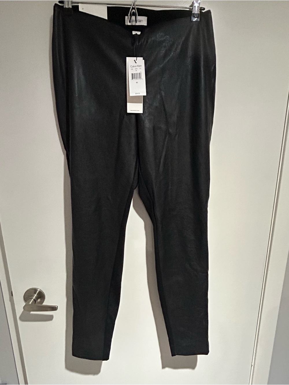 Calvin Klein Women’s Black Faux-Leather Leggings